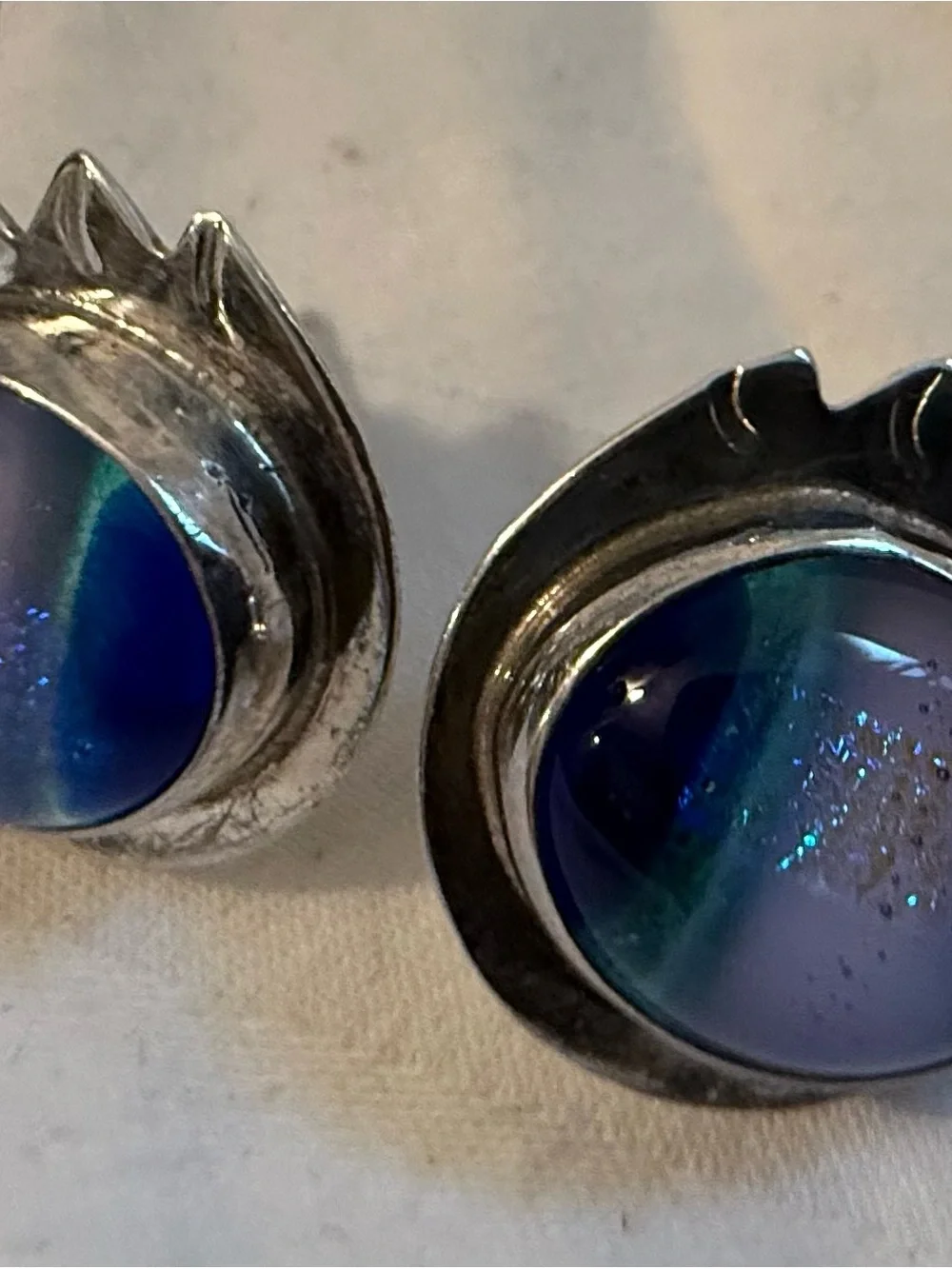 Handcrafted Blue Glass Sterling-Style Stud Earrings